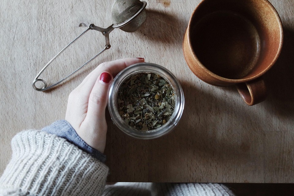 drinking herbal nursing tea